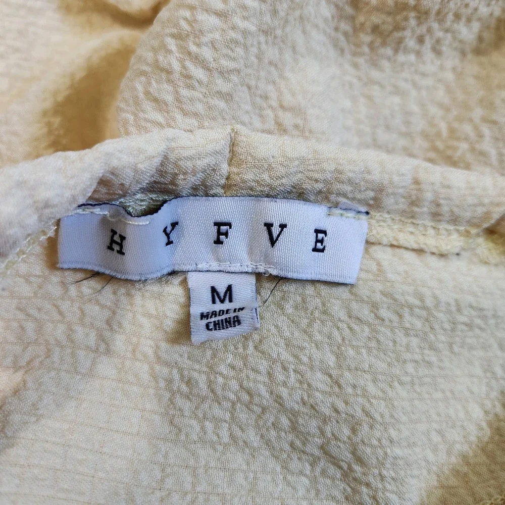 Hyfve Butter‎ Yellow Puff Sleeve Open Tie Back Tiered Romper Size Med Soft Girl
